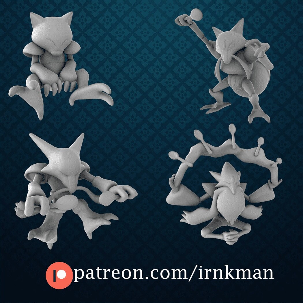 Abra / Kadabra / Alakazam / Mega Alakazam Miniatures - Irnkman's Minis