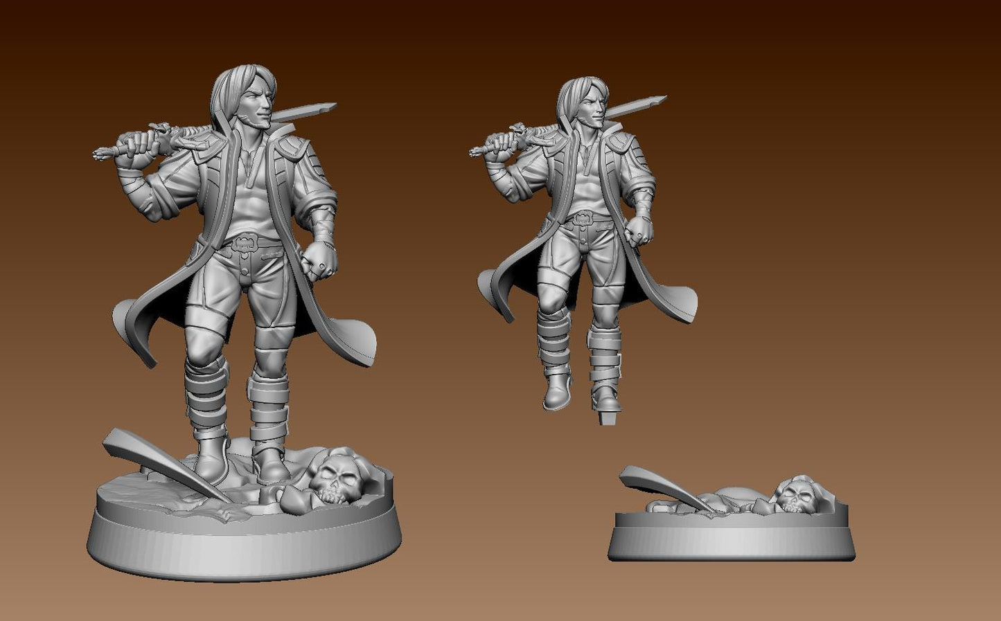 Red Swordsman Miniature - LPOMC - 28mm / 32mm / 36mm / 75mm