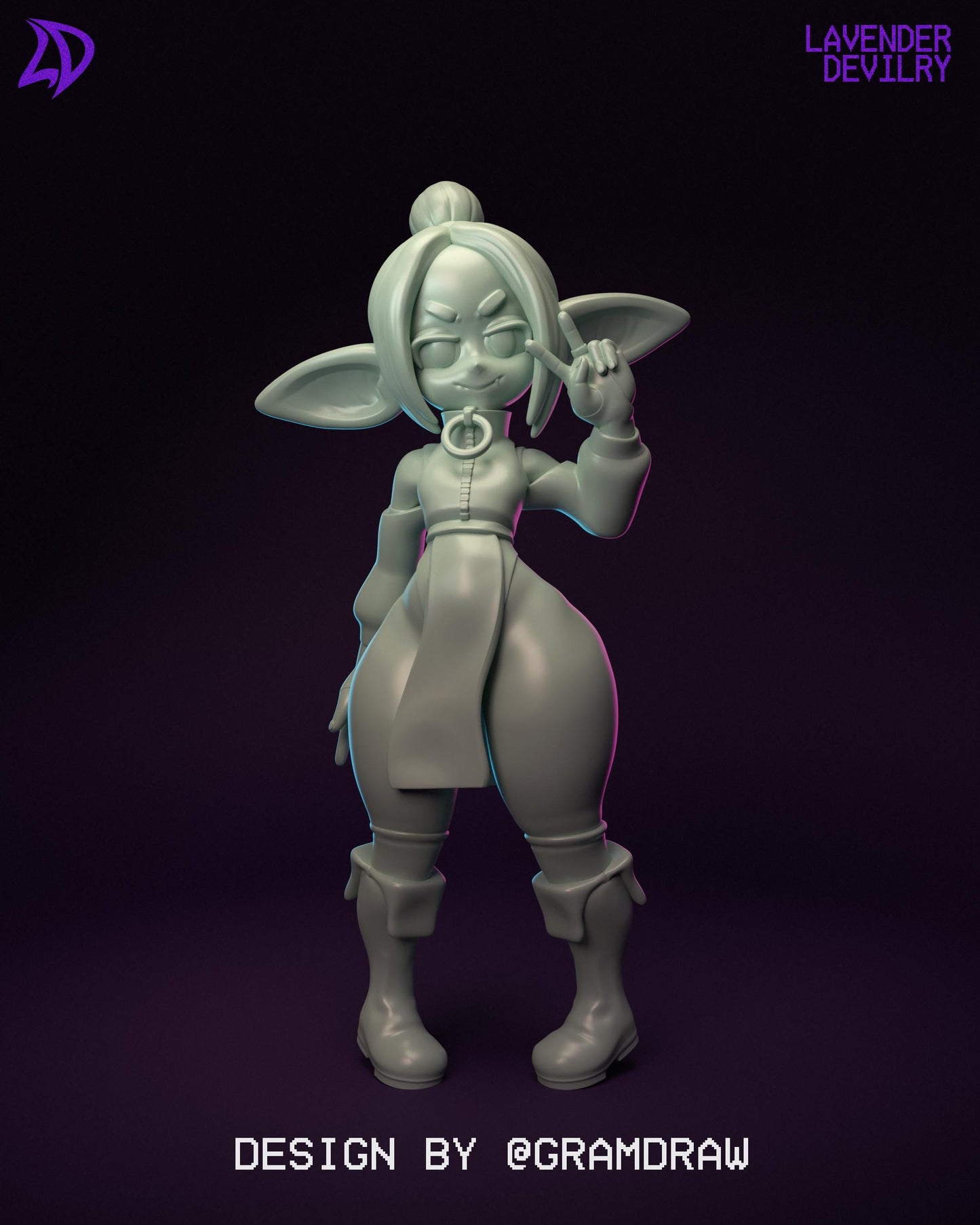 Gram Goblin Miniature (2 Variations) - Lavender Devilry - 28mm / 32mm / 36mm