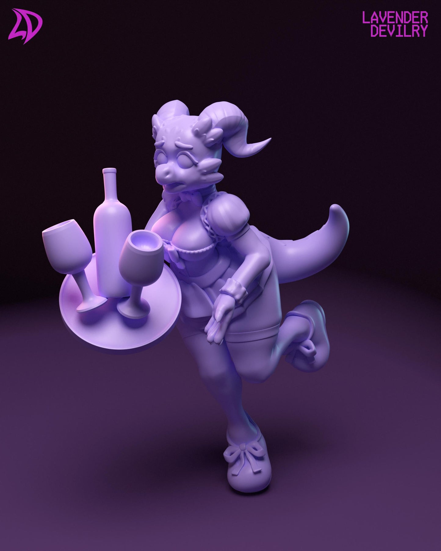 Kobold Maid Miss Sips Miniature - Lavender Devilry - 28mm / 32mm / 36mm