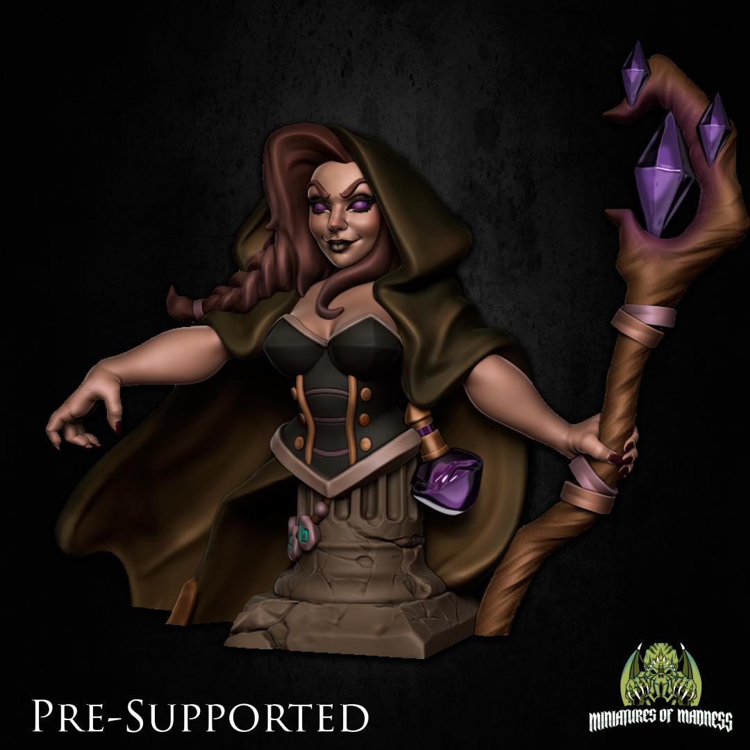 Agatha the Warlock Miniature - Miniatures of Madness - 28mm / 32mm / 36mm / Bust / Diorama