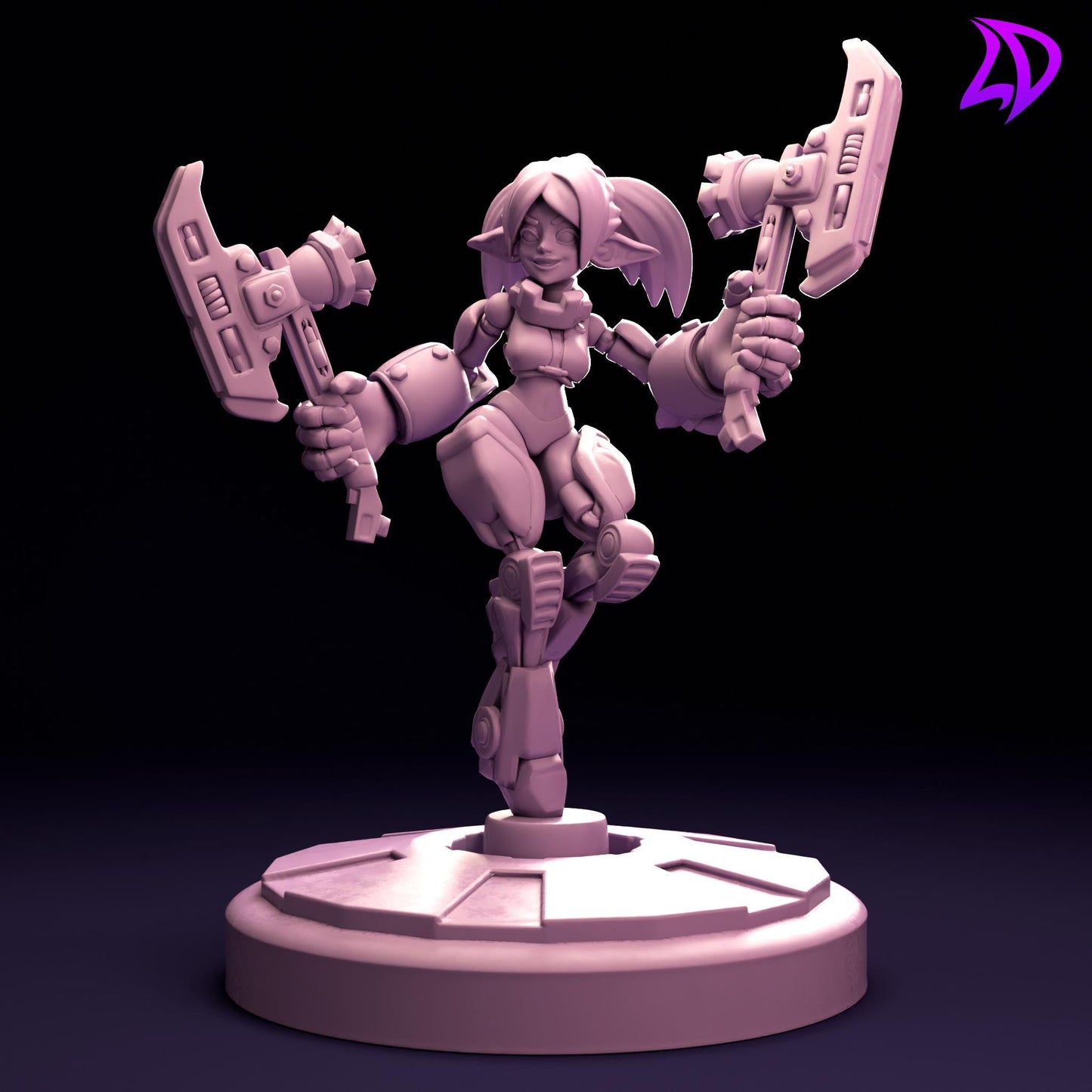 ONO91, Hatchet Wielding Goblin Automaton Miniature (Goblin & Robot Variations) - Lavender Devilry - 28mm / 32mm / 36mm / 75mm