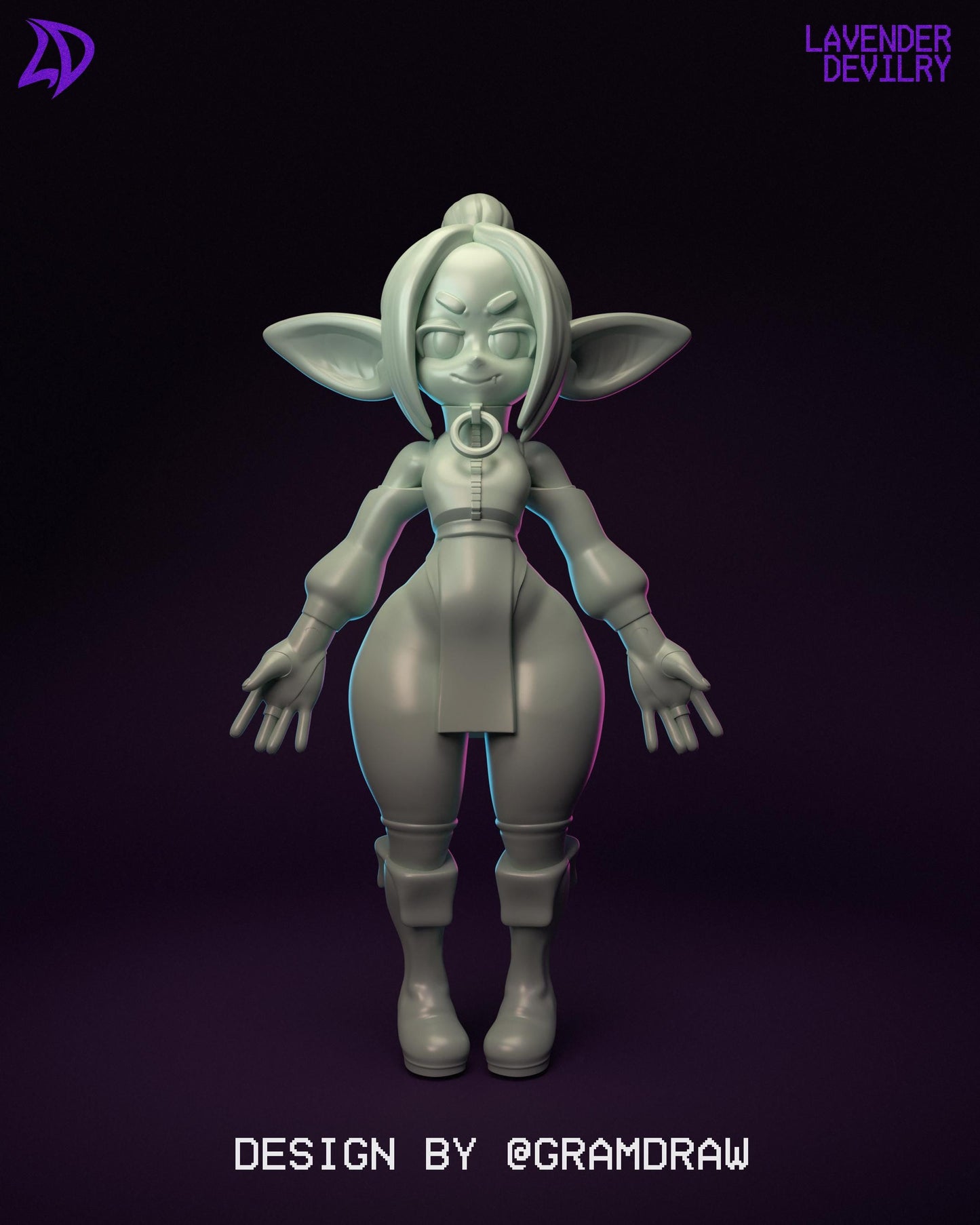 Gram Goblin Miniature (2 Variations) - Lavender Devilry - 28mm / 32mm / 36mm