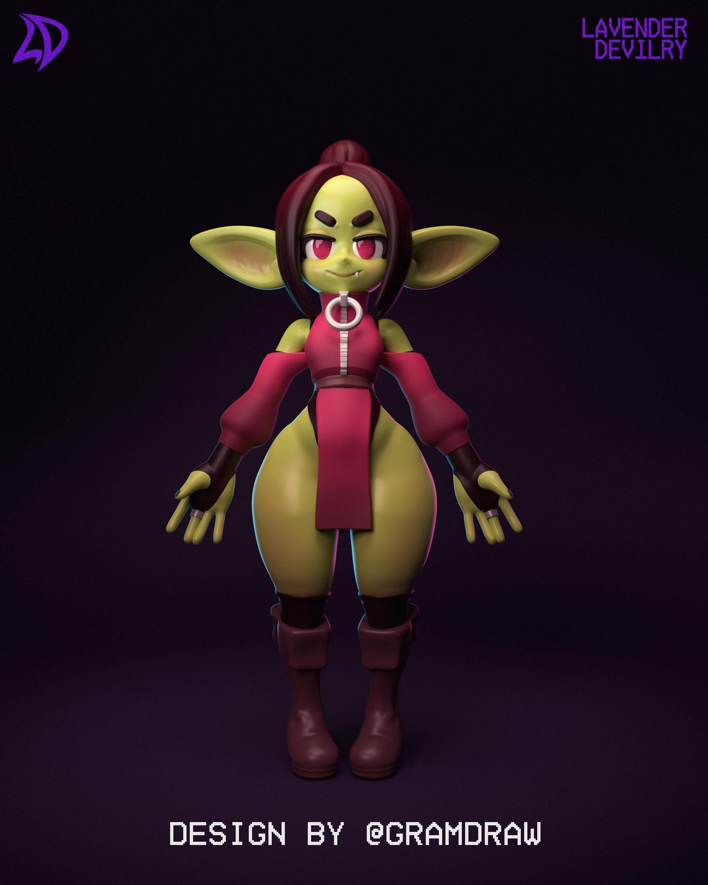Gram Goblin Miniature (2 Variations) - Lavender Devilry - 28mm / 32mm / 36mm
