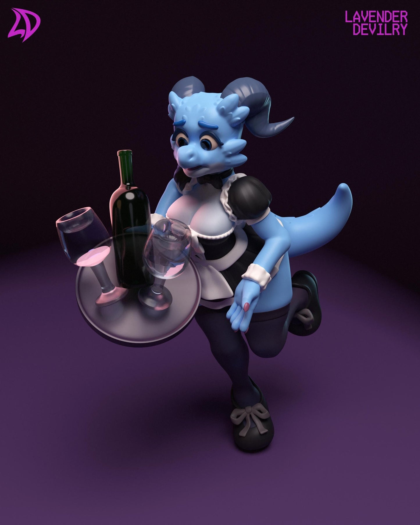 Kobold Maid Miss Sips Miniature - Lavender Devilry - 28mm / 32mm / 36mm
