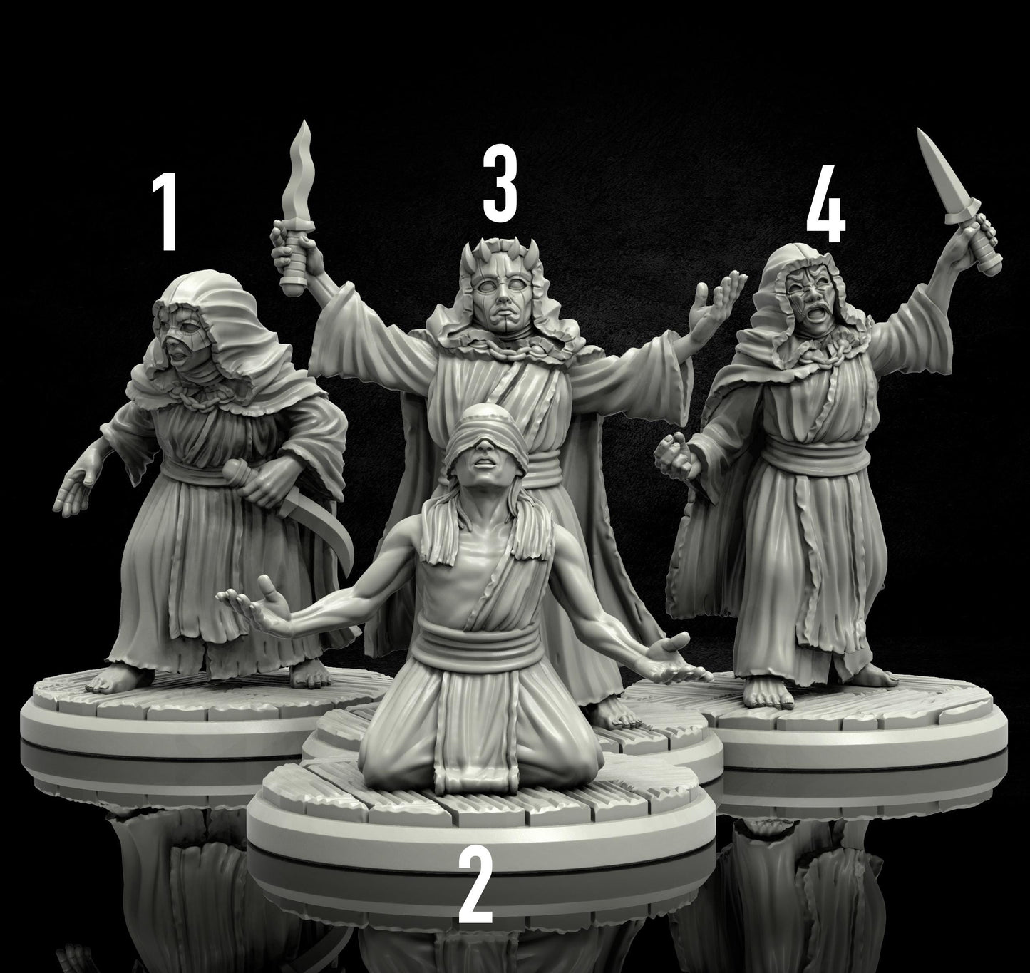 Cursed Moon Cultist Miniature (4 Variations) - Adaevy Creations - 28mm / 32mm / 36mm
