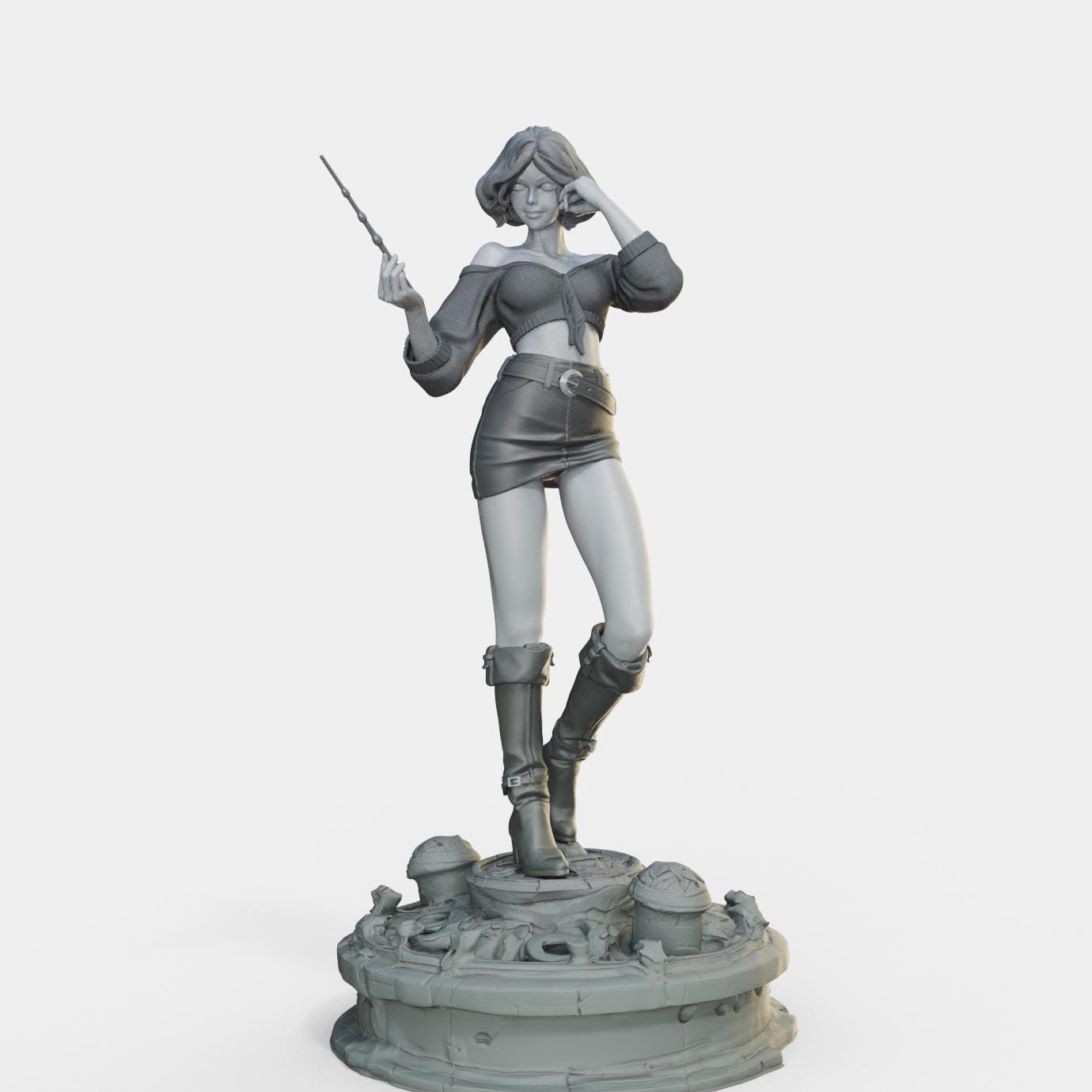 Bloodbound Witch Marica Miniature (Standard, Hatless, & NSFW Variations) - Female Miniatures - 28mm / 32mm / 36mm / 75mm