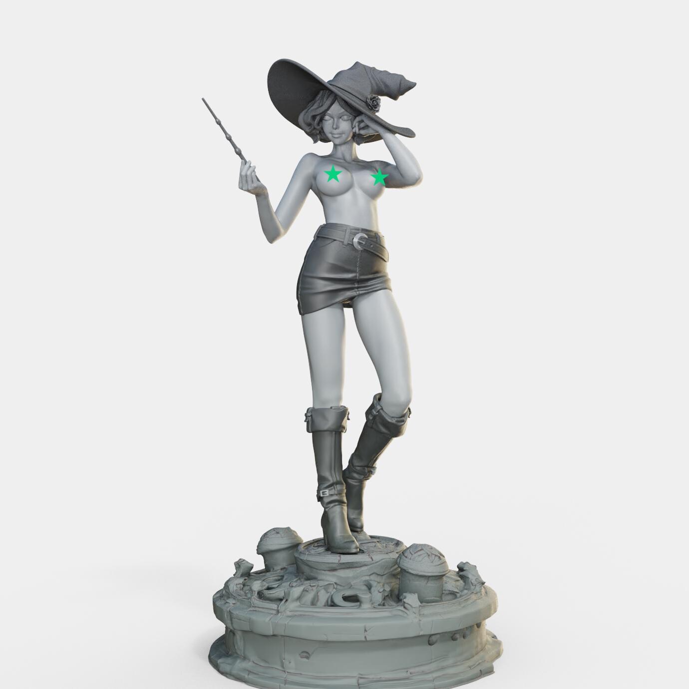 Bloodbound Witch Marica Miniature (Standard, Hatless, & NSFW Variations) - Female Miniatures - 28mm / 32mm / 36mm / 75mm