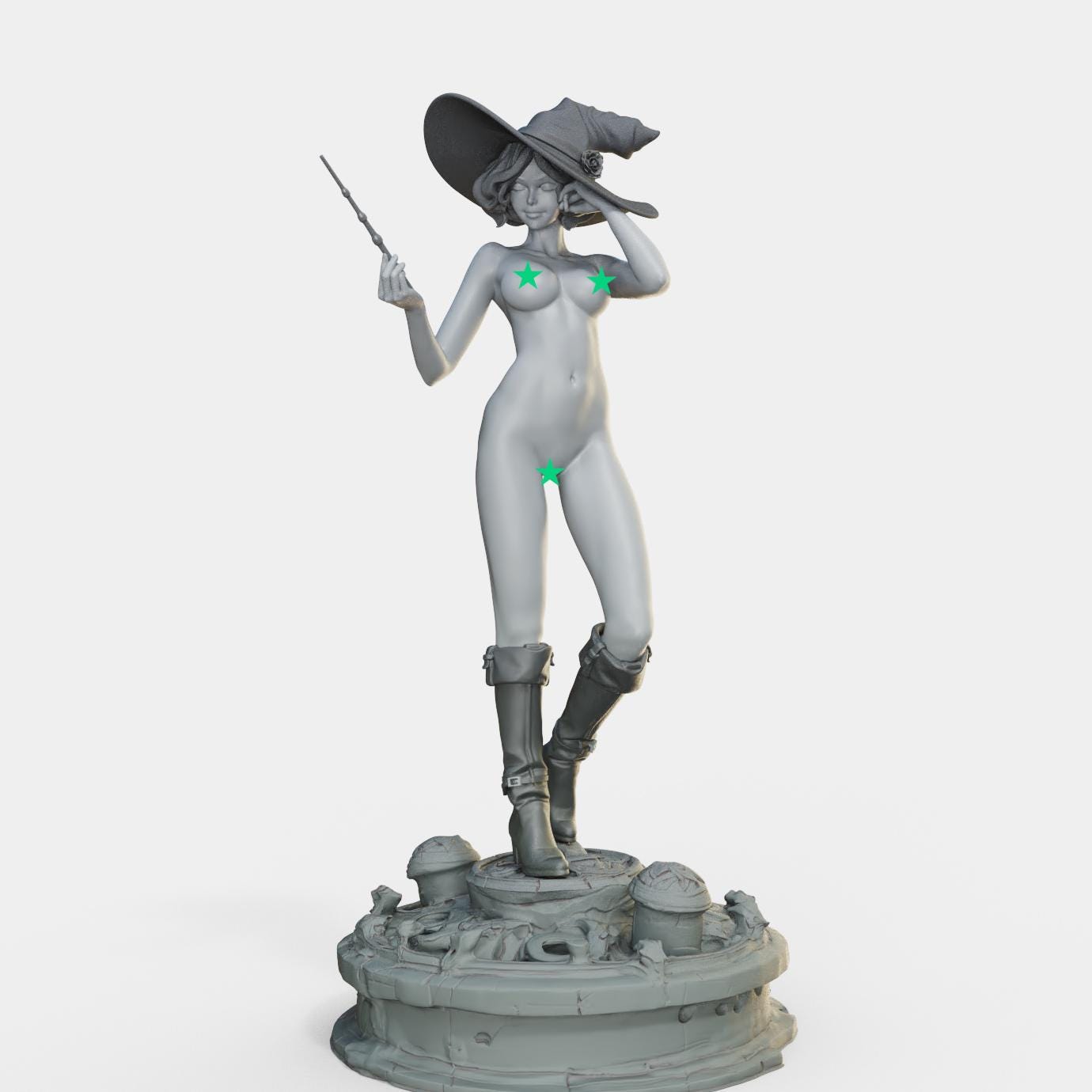 Bloodbound Witch Marica Miniature (Standard, Hatless, & NSFW Variations) - Female Miniatures - 28mm / 32mm / 36mm / 75mm