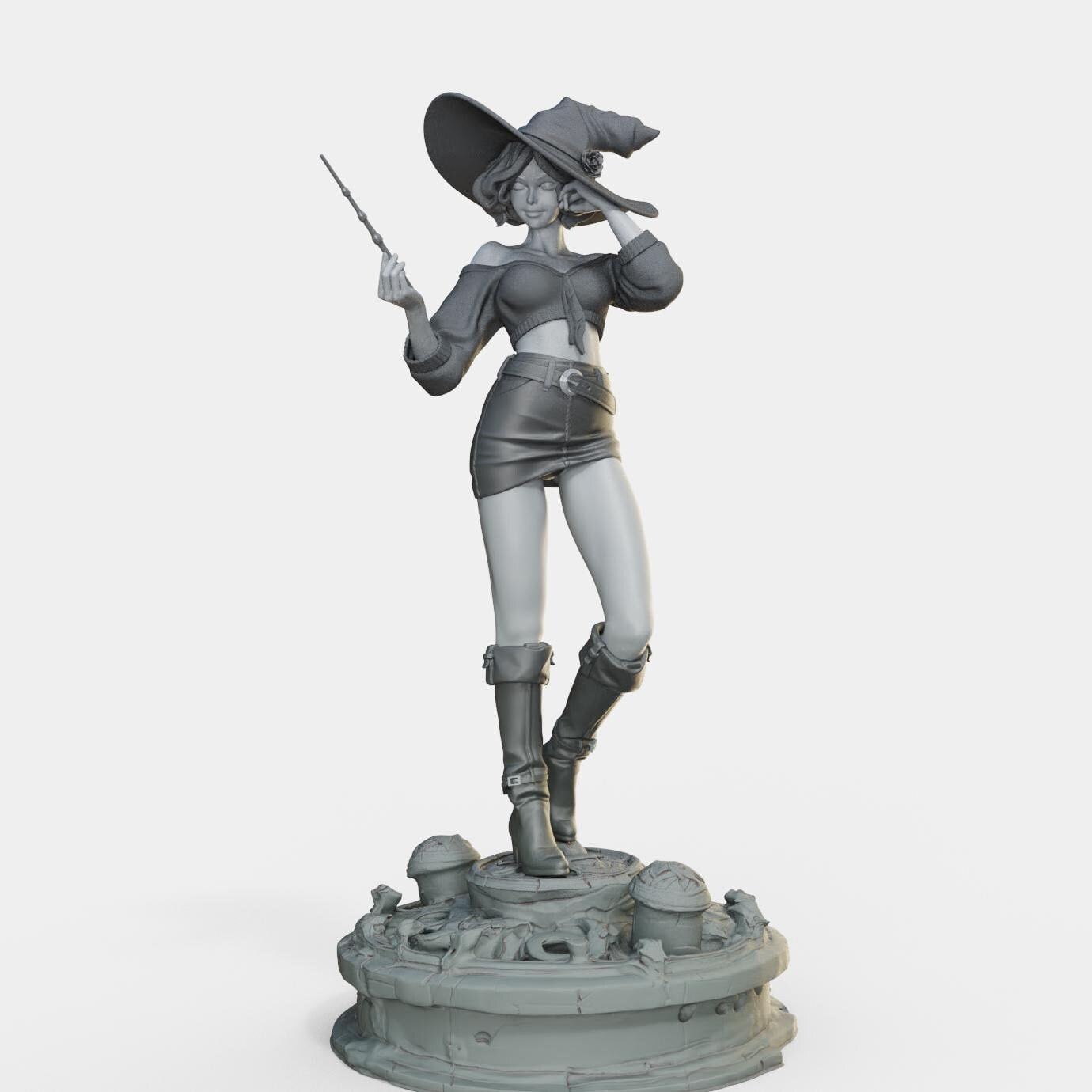 Bloodbound Witch Marica Miniature (Standard, Hatless, & NSFW Variations) - Female Miniatures - 28mm / 32mm / 36mm / 75mm