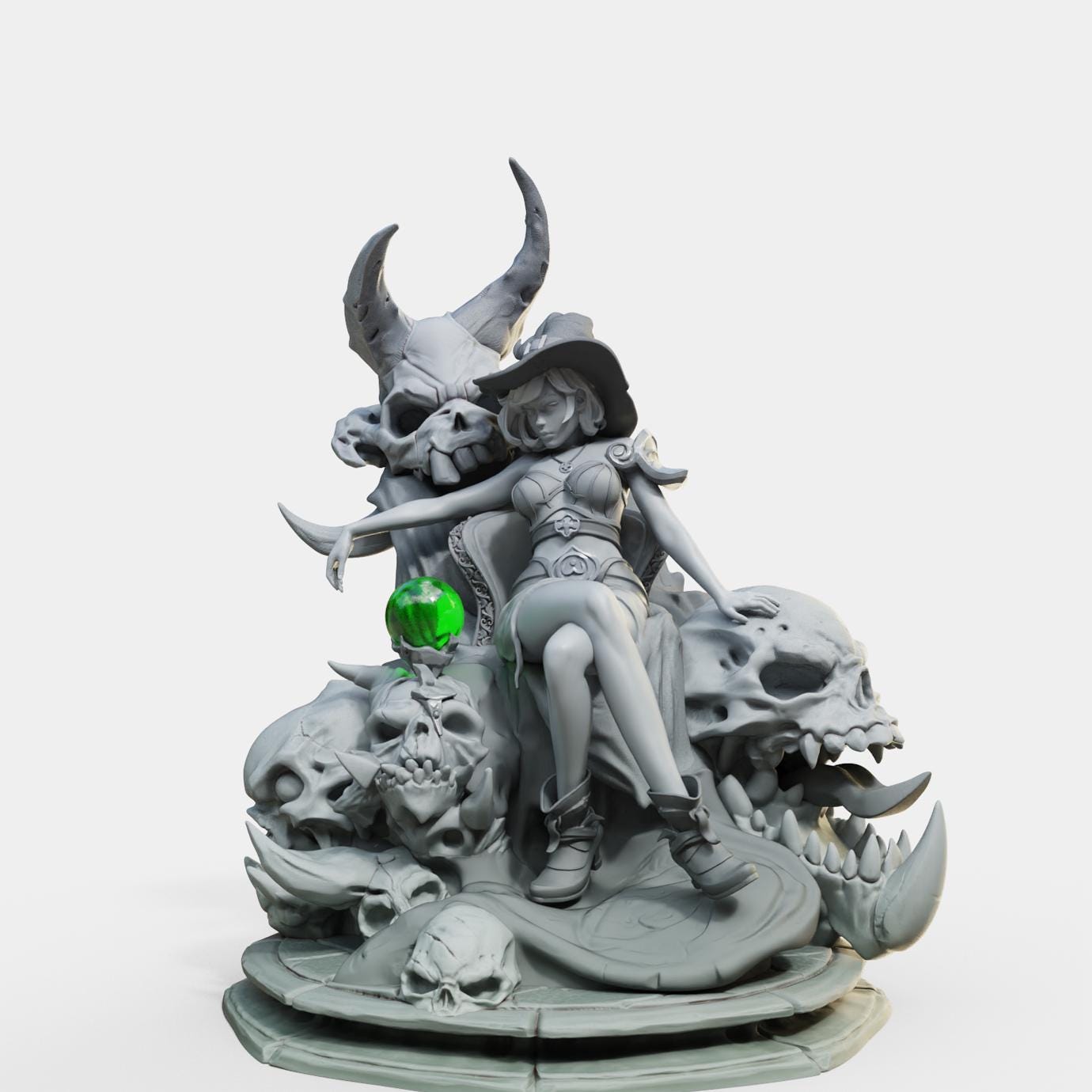 Bloodbound Witch Valeria Miniature (Standard, Hatless, & NSFW Variations) - Female Miniatures - 28mm / 32mm / 36mm / 75mm