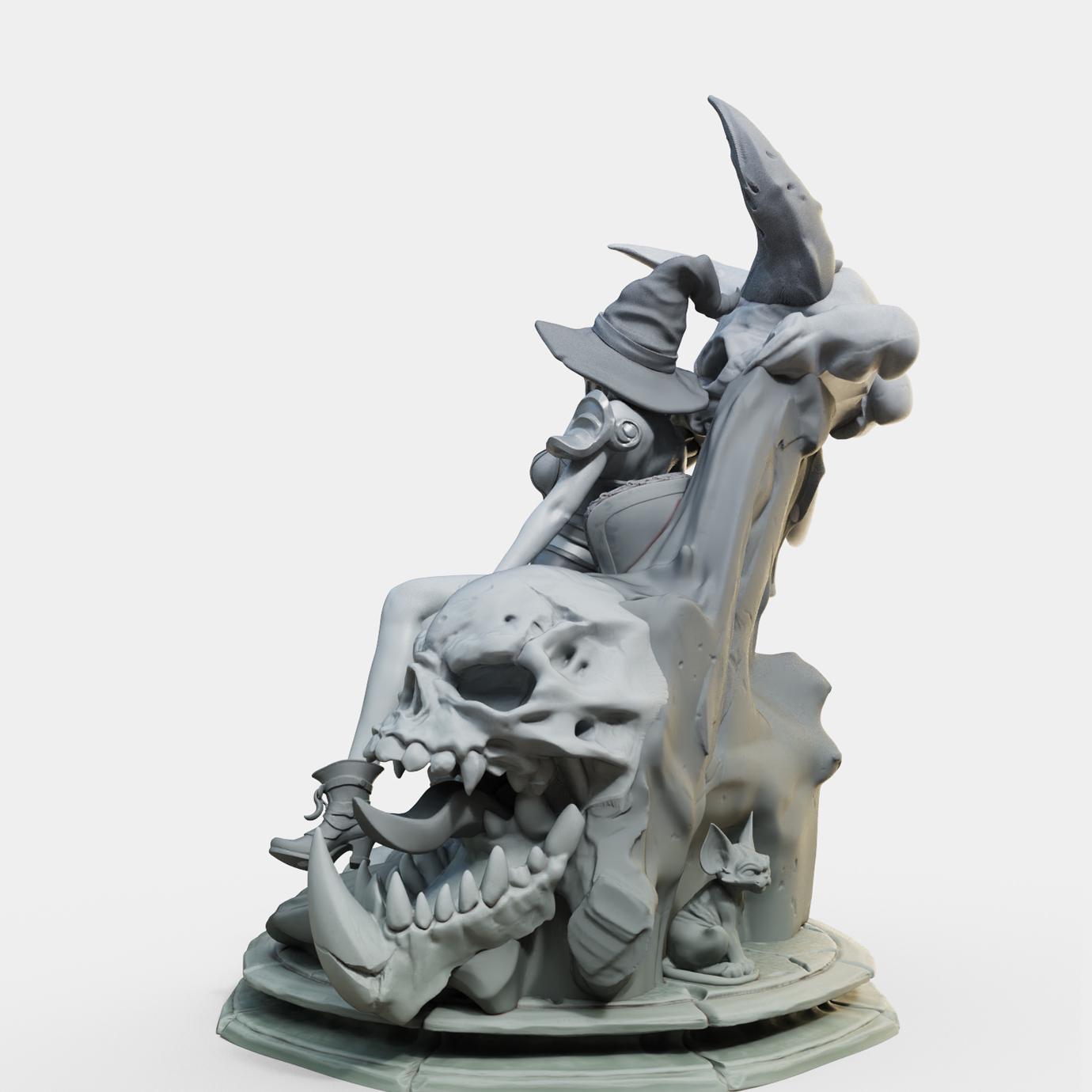 Bloodbound Witch Valeria Miniature (Standard, Hatless, & NSFW Variations) - Female Miniatures - 28mm / 32mm / 36mm / 75mm
