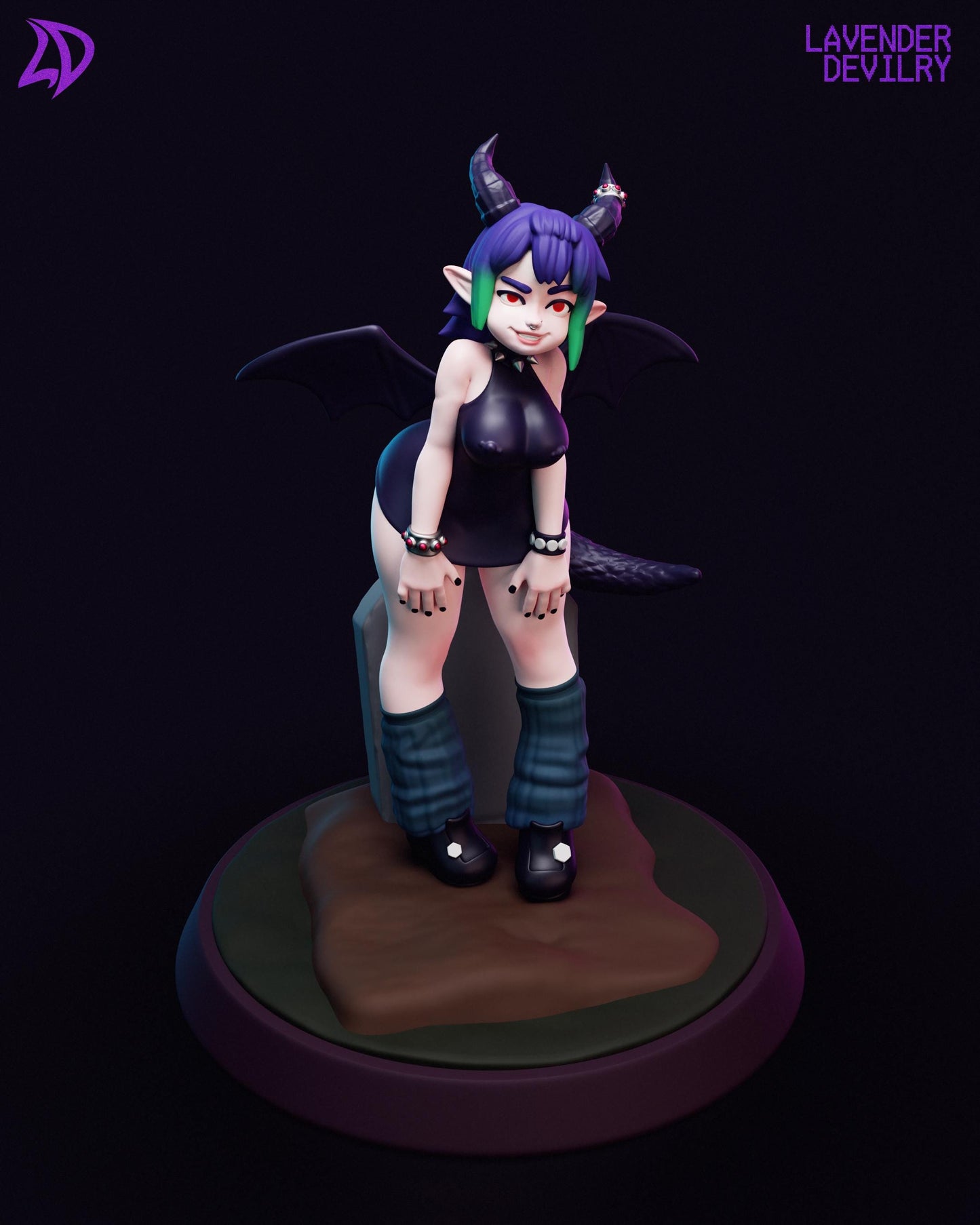 Nyx Noctis, Goth Dragon Miniature - Lavender Devilry - 28mm / 32mm / 36mm / 75mm