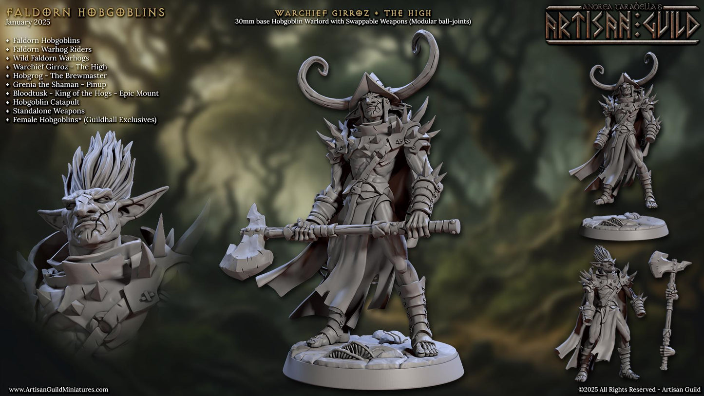 Hobgoblin Warchief Girroz the High Miniature - Artisan Guild - 28mm / 32mm / 36mm