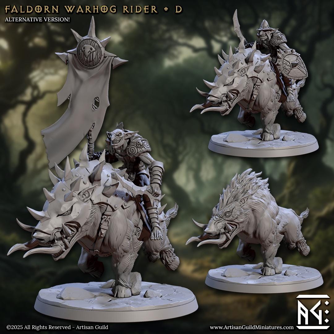 Faldorn Warhog Rider Miniature (4 Variations) - Artisan Guild - 28mm / 32mm / 36mm