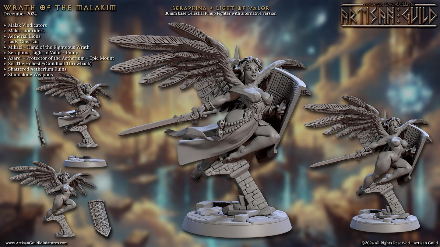 Seraphina, Light of Valor Miniature (Standard & NSFW Variations) - Artisan Guild - 28mm / 32mm / 36mm