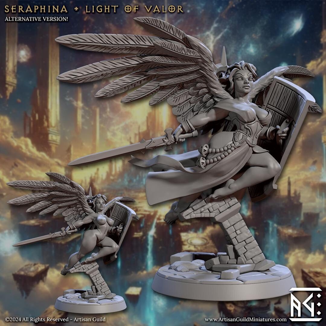Seraphina, Light of Valor Miniature (Standard & NSFW Variations) - Artisan Guild - 28mm / 32mm / 36mm