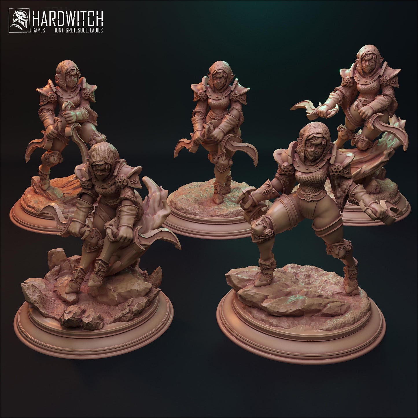 Elven Assassins Miniature (6 Variations) - HardWitch Games - 28mm / 32mm / 36mm