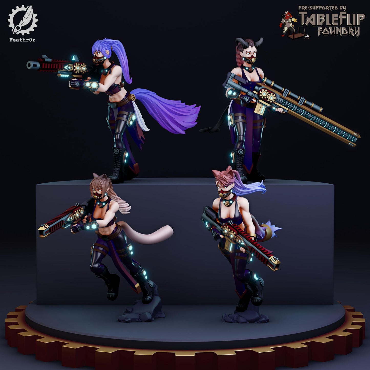 Aurora Vanguard HV Rifle Squad 001 Miniature (4 Variations) - Feathr0z - 32mm