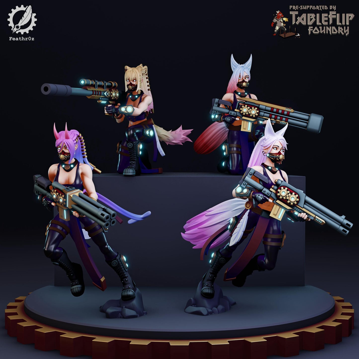 Aurora Vanguard HV Rifle Squad 001 Miniature (4 Variations) - Feathr0z - 32mm