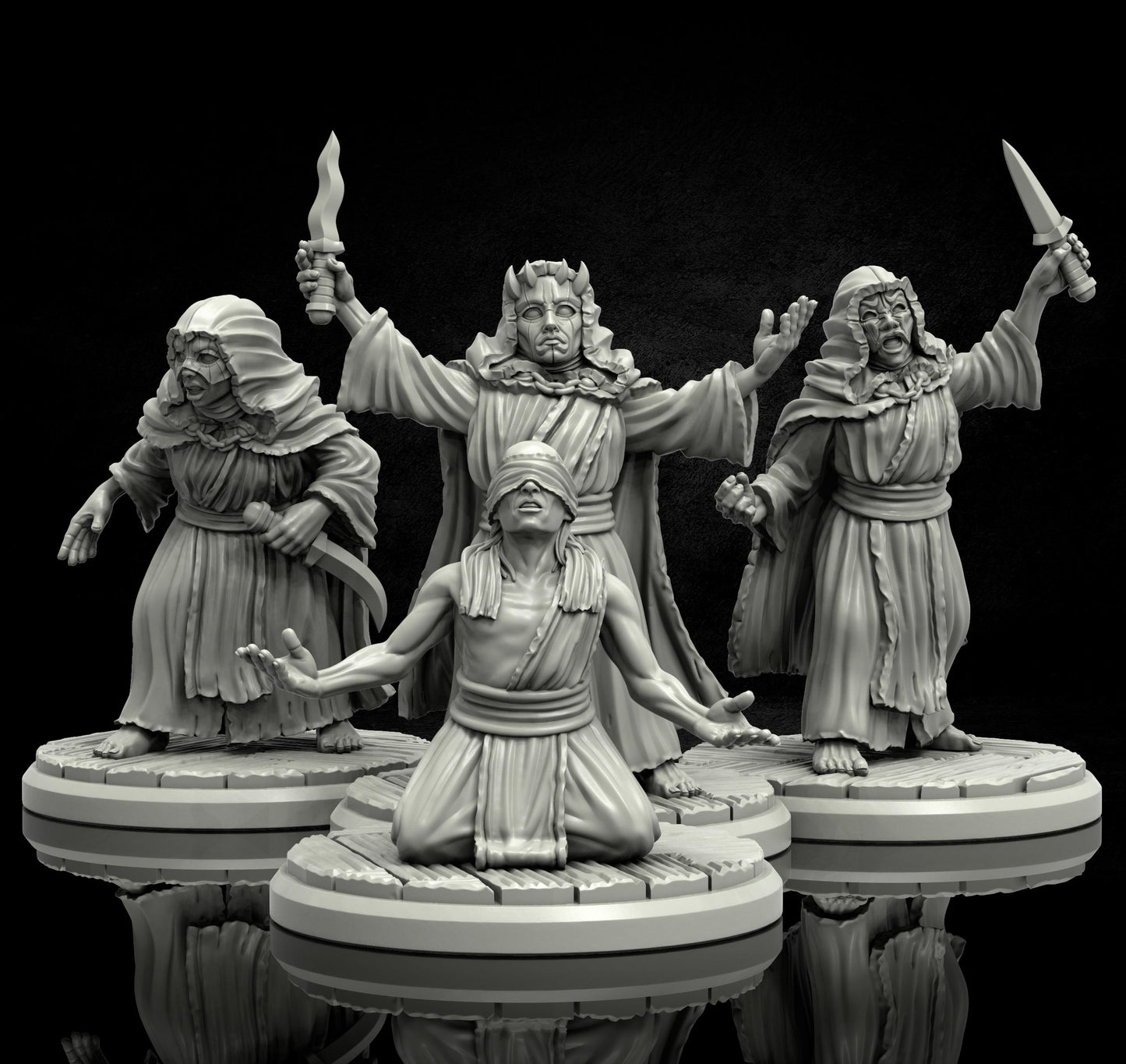 Cursed Moon Cultist Miniature (4 Variations) - Adaevy Creations - 28mm / 32mm / 36mm