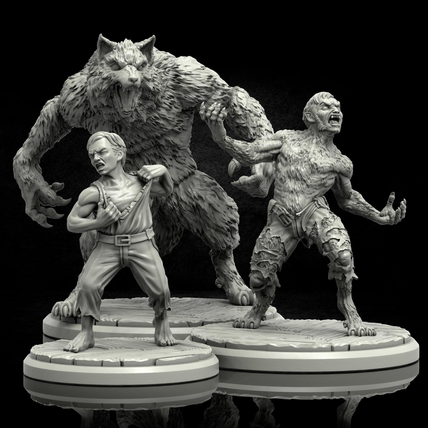 Werewolf Miniature (3 Phase Variations) - Adaevy Creations - 28mm / 32mm / 36mm