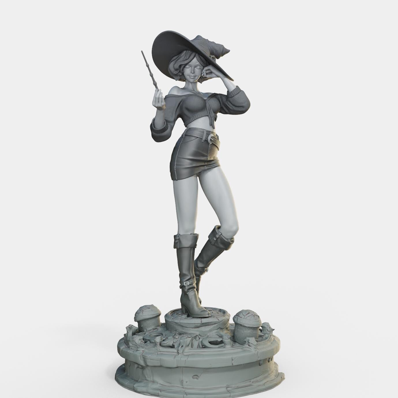 Bloodbound Witch Marica Miniature (Standard, Hatless, & NSFW Variations) - Female Miniatures - 28mm / 32mm / 36mm / 75mm