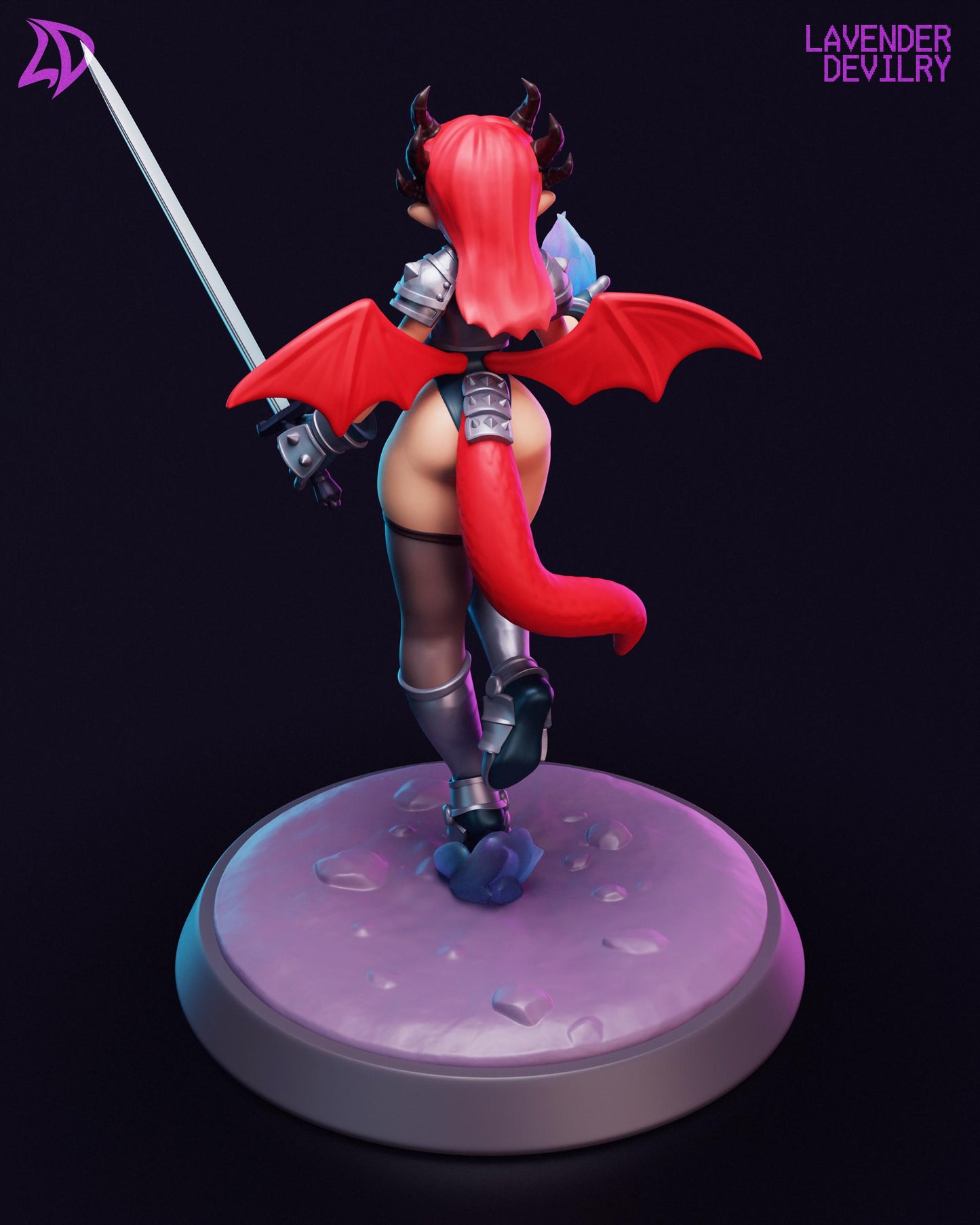 Kae Veyra, Fighter Dragon Miniature - Lavender Devilry - 28mm / 32mm / 36mm / 75mm
