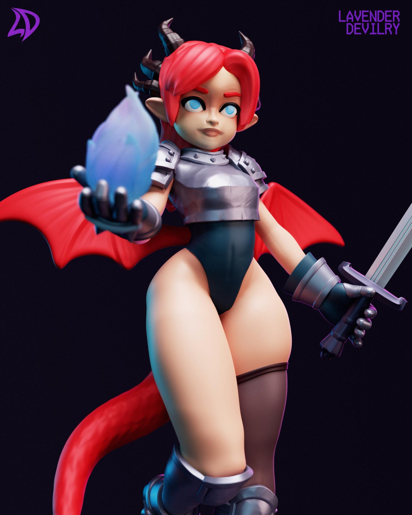 Kae Veyra, Fighter Dragon Miniature - Lavender Devilry - 28mm / 32mm / 36mm / 75mm