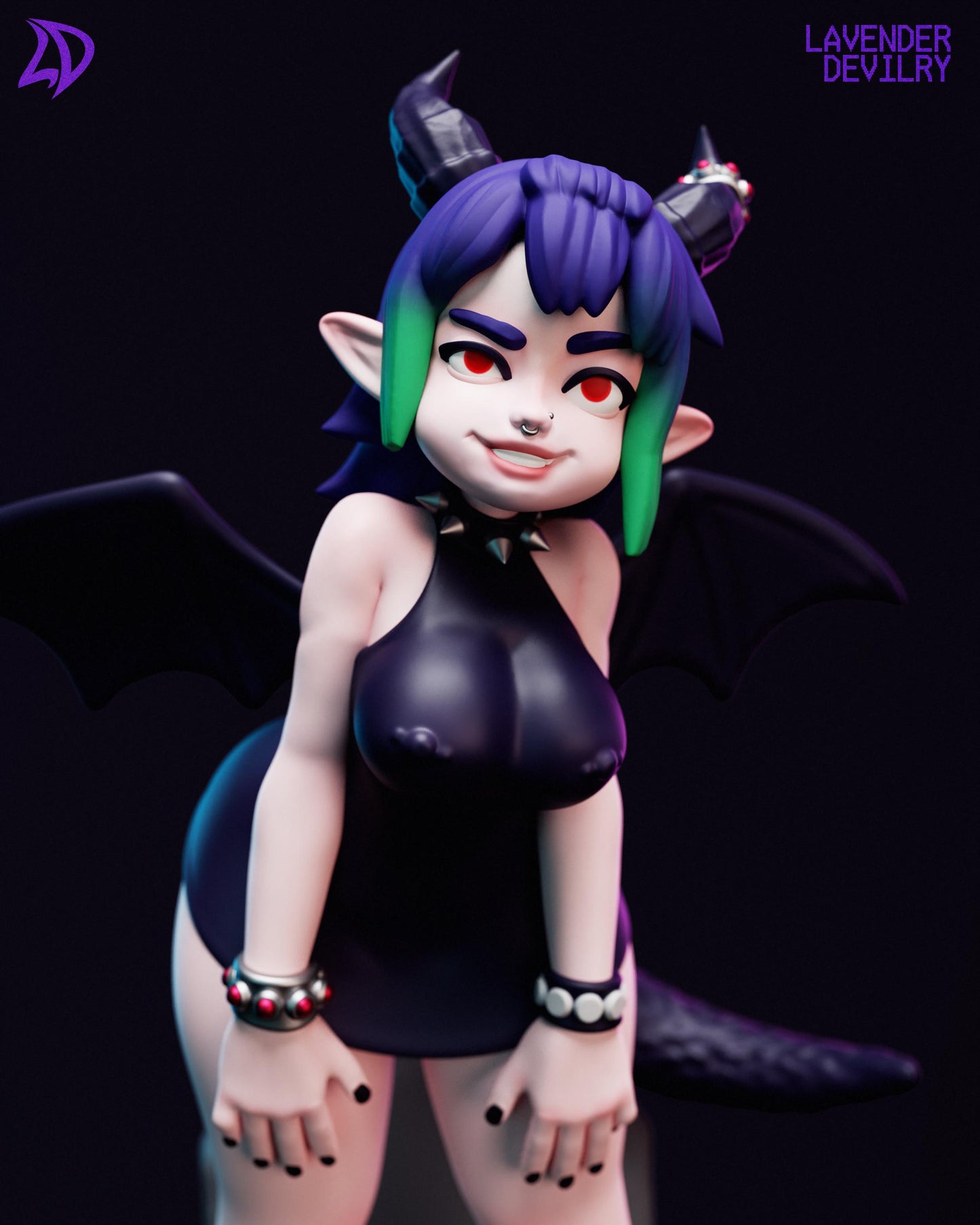 Nyx Noctis, Goth Dragon Miniature - Lavender Devilry - 28mm / 32mm / 36mm / 75mm