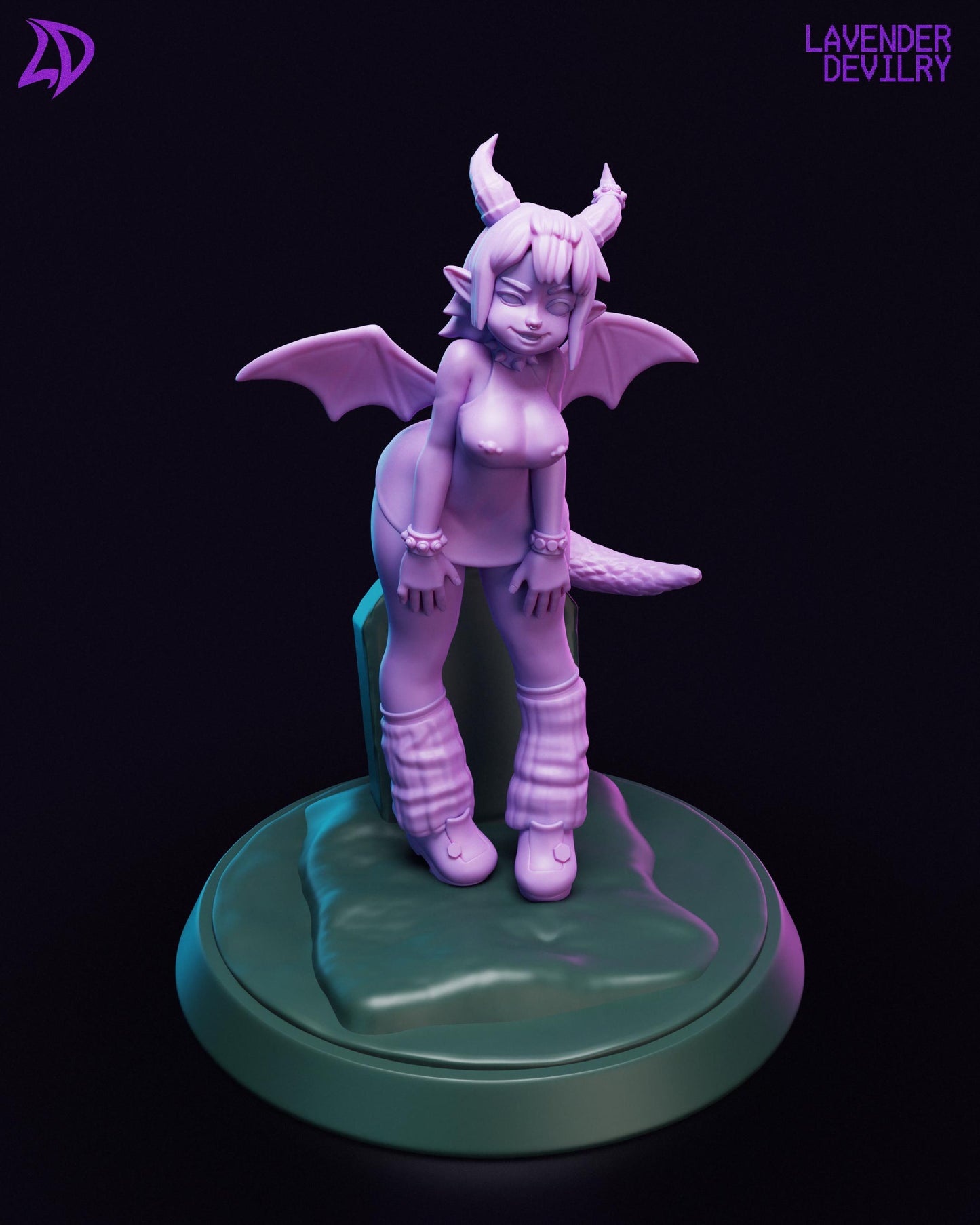 Nyx Noctis, Goth Dragon Miniature - Lavender Devilry - 28mm / 32mm / 36mm / 75mm