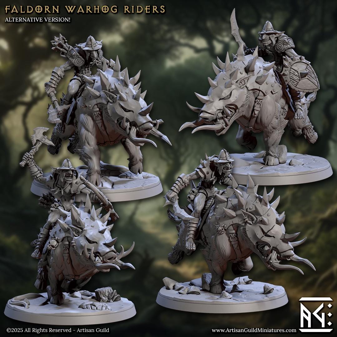 Faldorn Warhog Rider Miniature (4 Variations) - Artisan Guild - 28mm / 32mm / 36mm