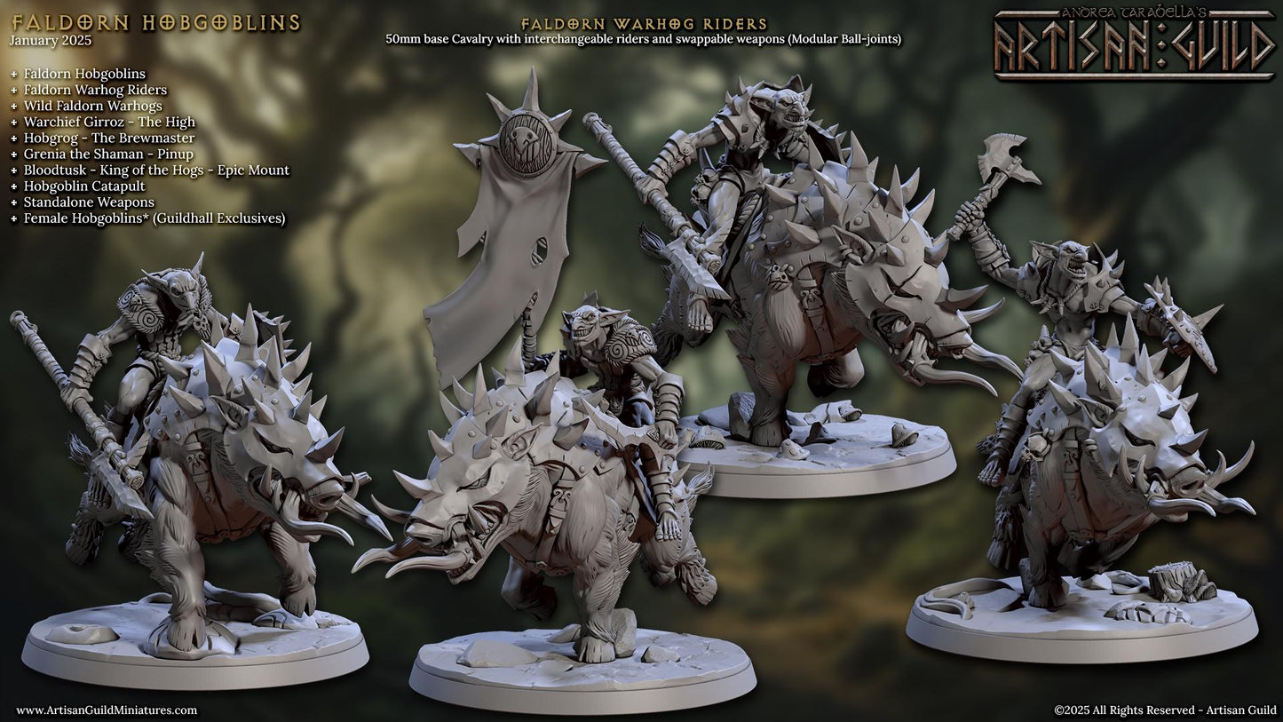 Faldorn Warhog Rider Miniature (4 Variations) - Artisan Guild - 28mm / 32mm / 36mm