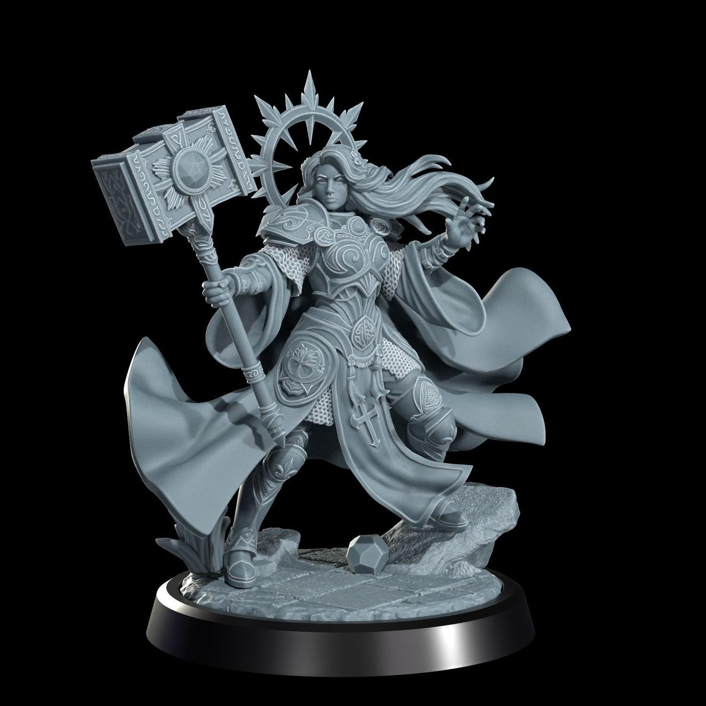Aasimar Cleric Miniature (Alternate Weapon Variations) - Cosmondo - 28mm / 32mm / 36mm / 75mm / 120mm