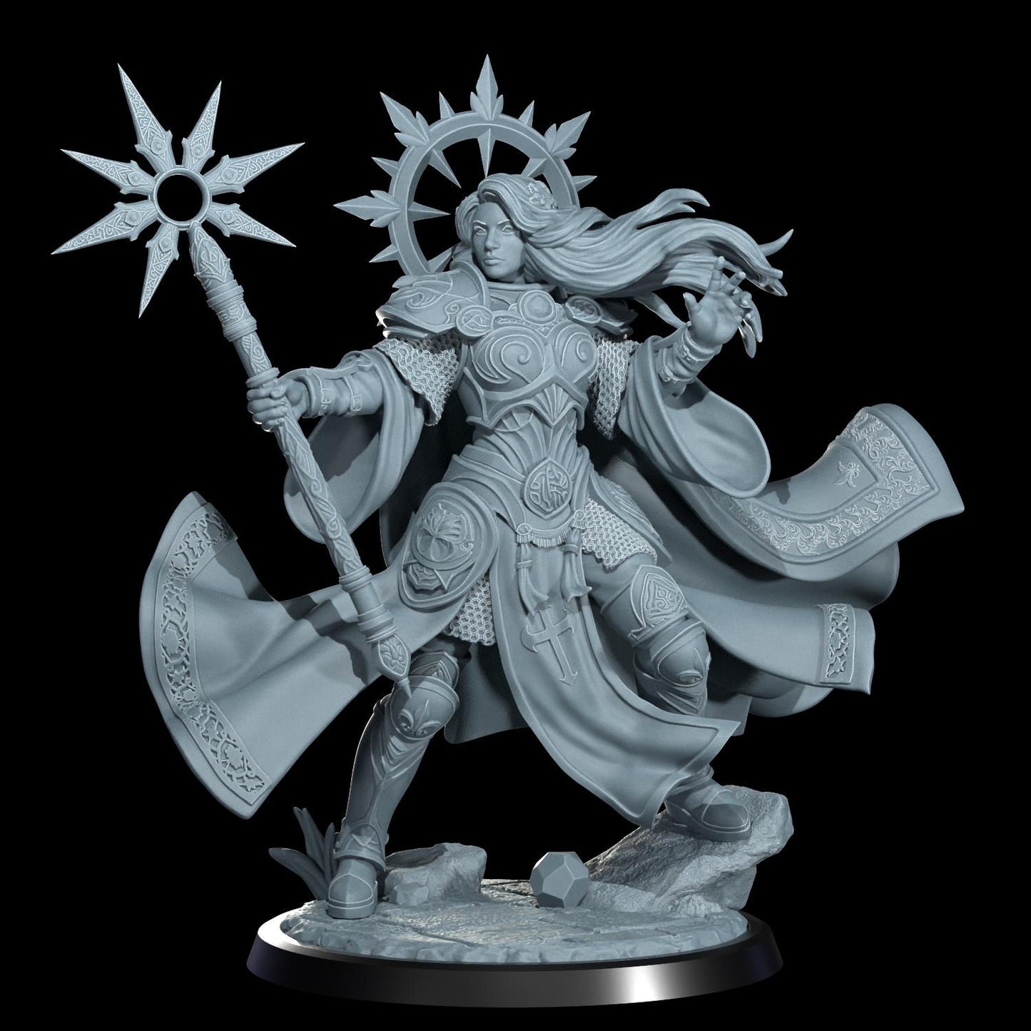 Aasimar Cleric Miniature (Alternate Weapon Variations) - Cosmondo - 28mm / 32mm / 36mm / 75mm / 120mm