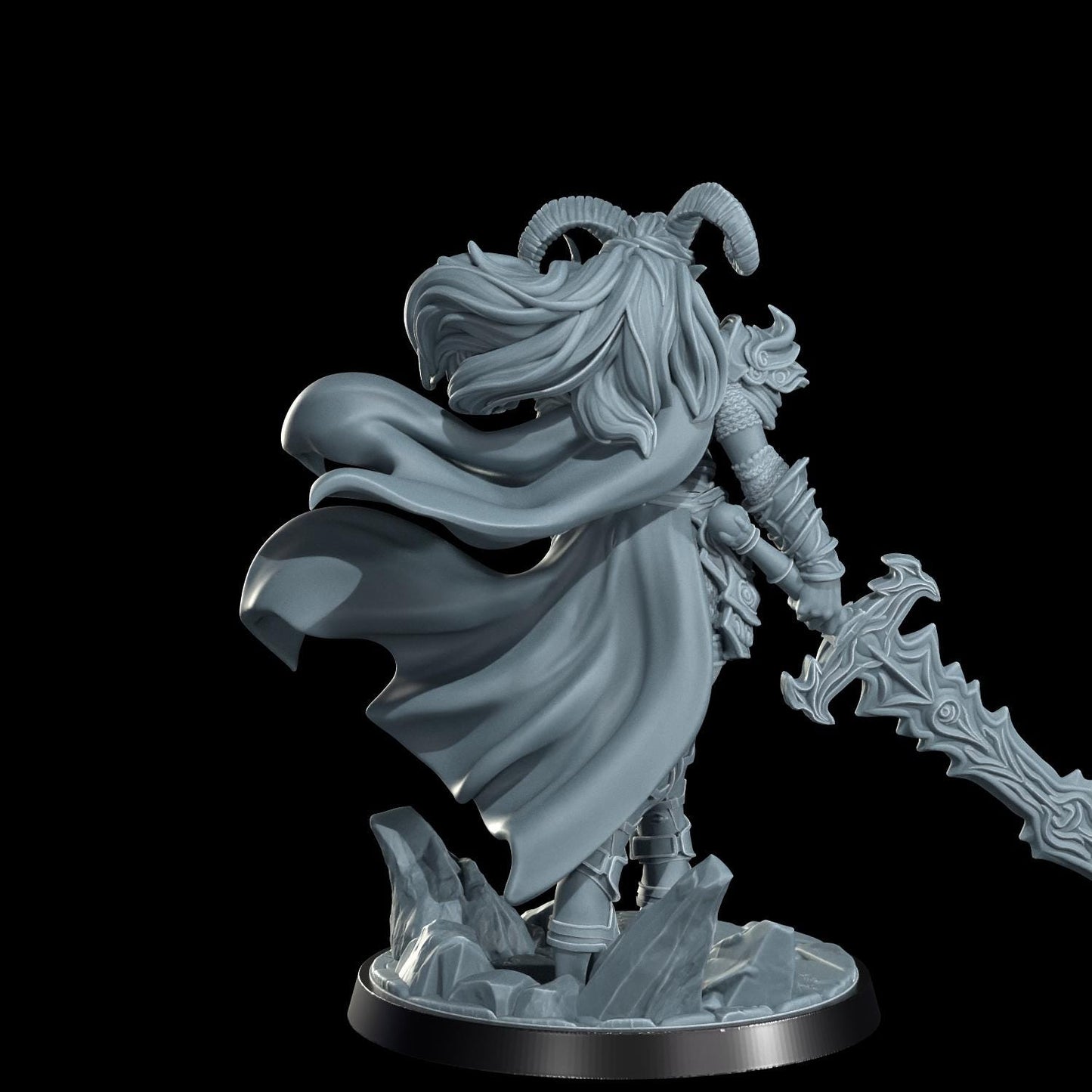Tiefling Warrior Miniature (Alternate Weapon Variations) - Cosmondo - 28mm / 32mm / 36mm / 75mm / 120mm