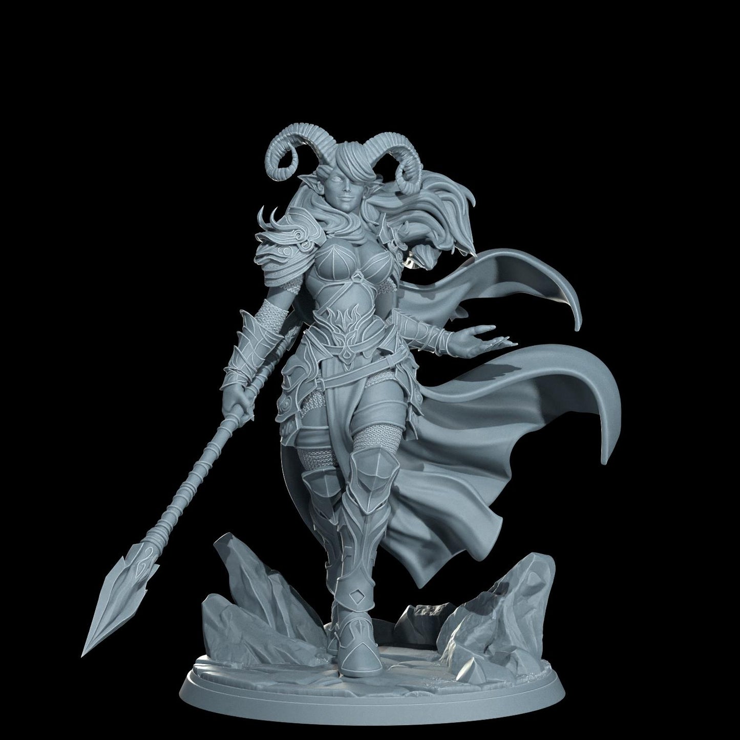 Tiefling Warrior Miniature (Alternate Weapon Variations) - Cosmondo - 28mm / 32mm / 36mm / 75mm / 120mm