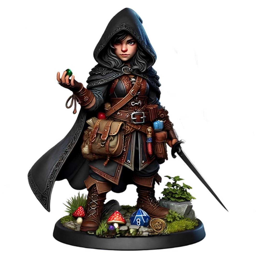 Halfling Rogue Miniature (Alternate Weapon Variations) - Cosmondo - 28mm / 32mm / 36mm / 75mm / 120mm