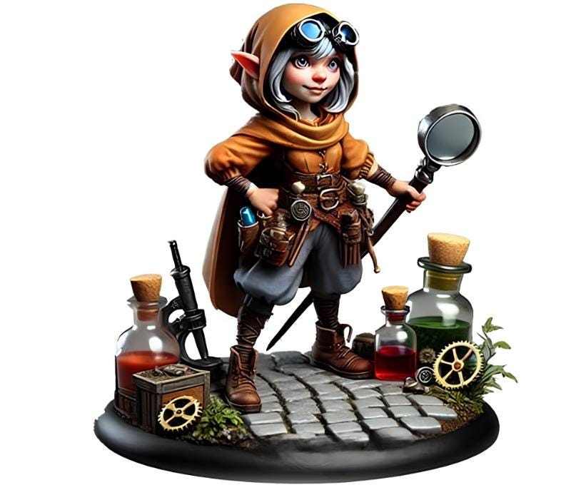 Gnome Artificer Figure (Alternate Weapon Variations) - Cosmondo - 75mm / 120mm