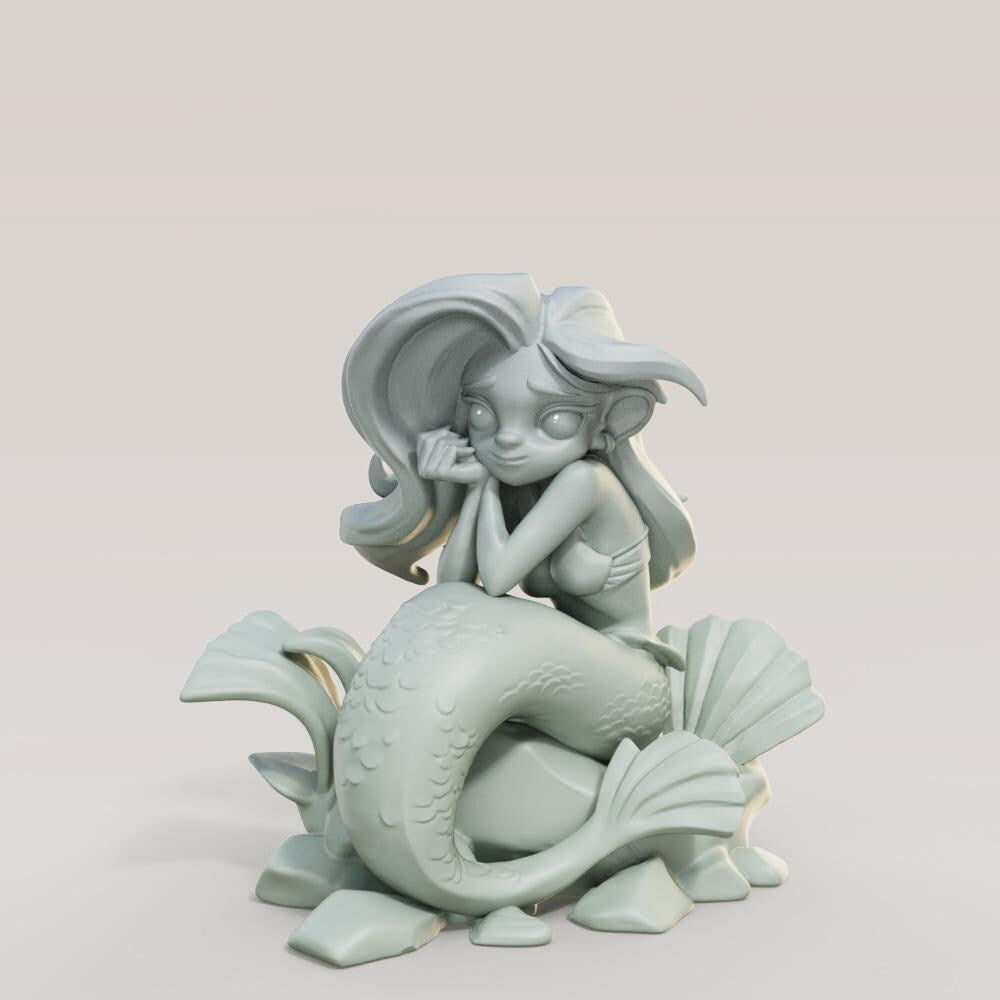 Marvelous Mermaid Miniature (Standard & Tiefling Variations) - Female Miniatures - 28mm / 32mm / 36mm / 75mm
