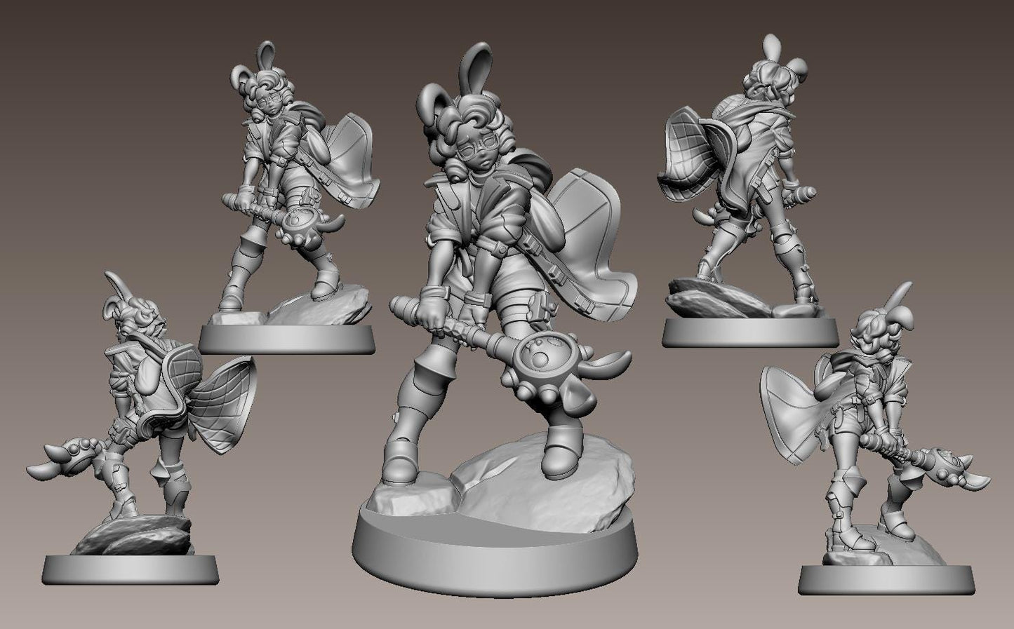 Fleur de Lune, Lightseeker Rabbit Paladin Miniature - LPOMC - 28mm / 32mm / 36mm