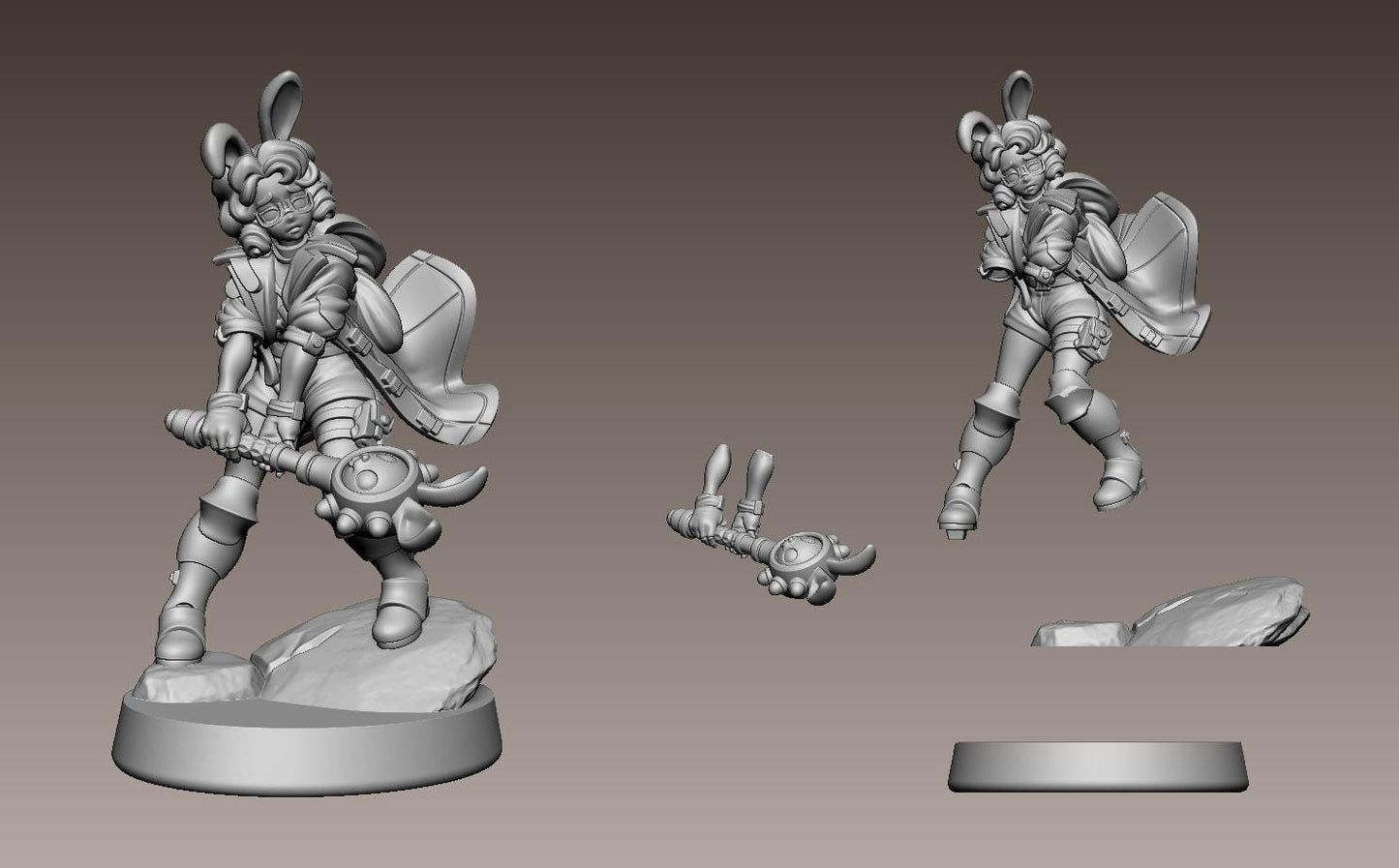 Fleur de Lune, Lightseeker Rabbit Paladin Miniature - LPOMC - 28mm / 32mm / 36mm