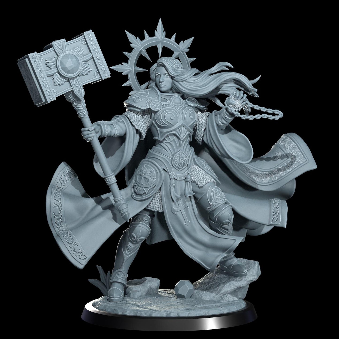 Aasimar Cleric Miniature (Alternate Weapon Variations) - Cosmondo - 28mm / 32mm / 36mm / 75mm / 120mm