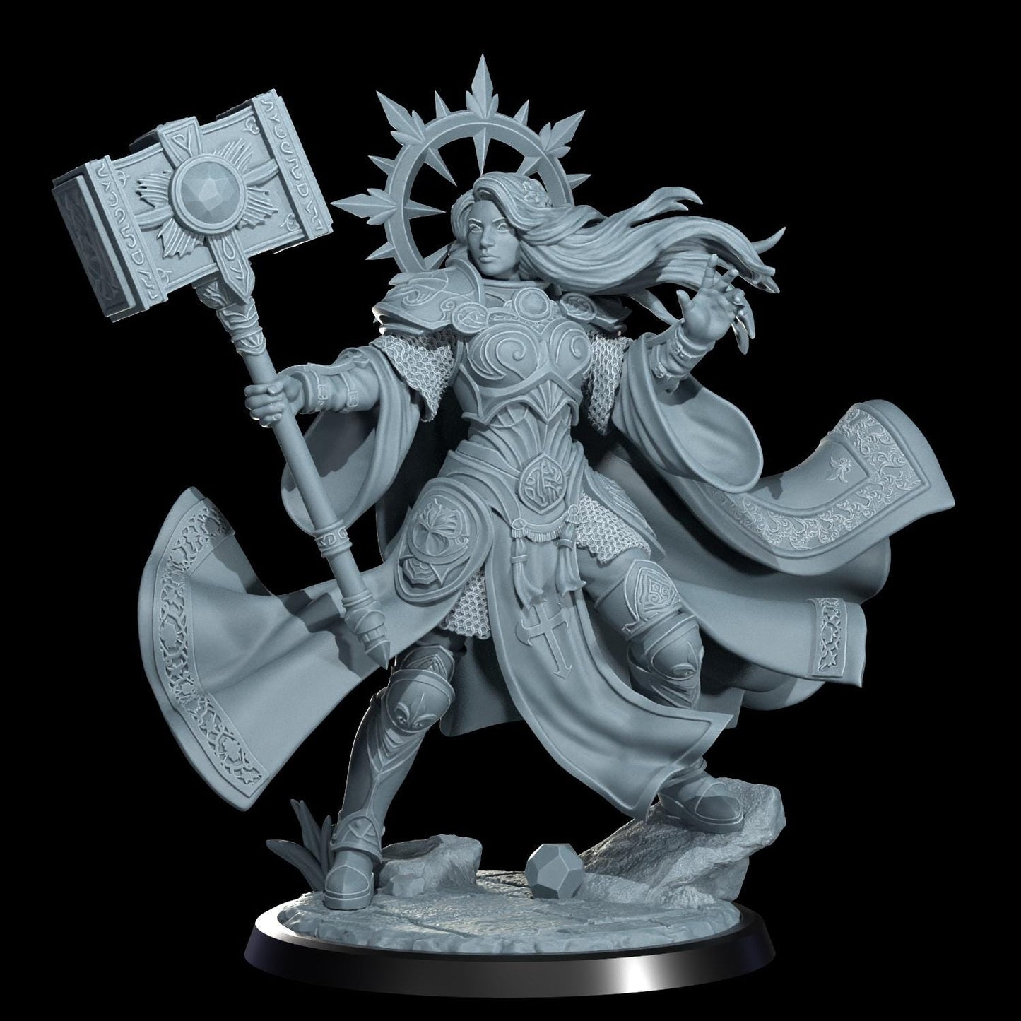 Aasimar Cleric Miniature (Alternate Weapon Variations) - Cosmondo - 28mm / 32mm / 36mm / 75mm / 120mm