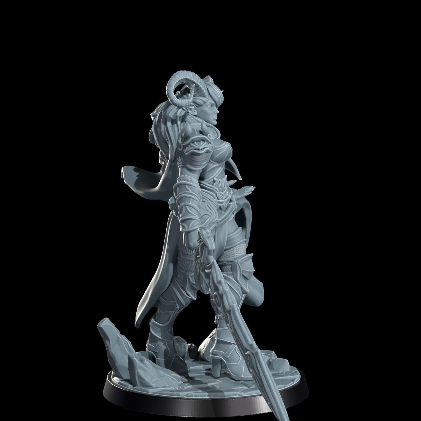 Tiefling Warrior Miniature (Alternate Weapon Variations) - Cosmondo - 28mm / 32mm / 36mm / 75mm / 120mm