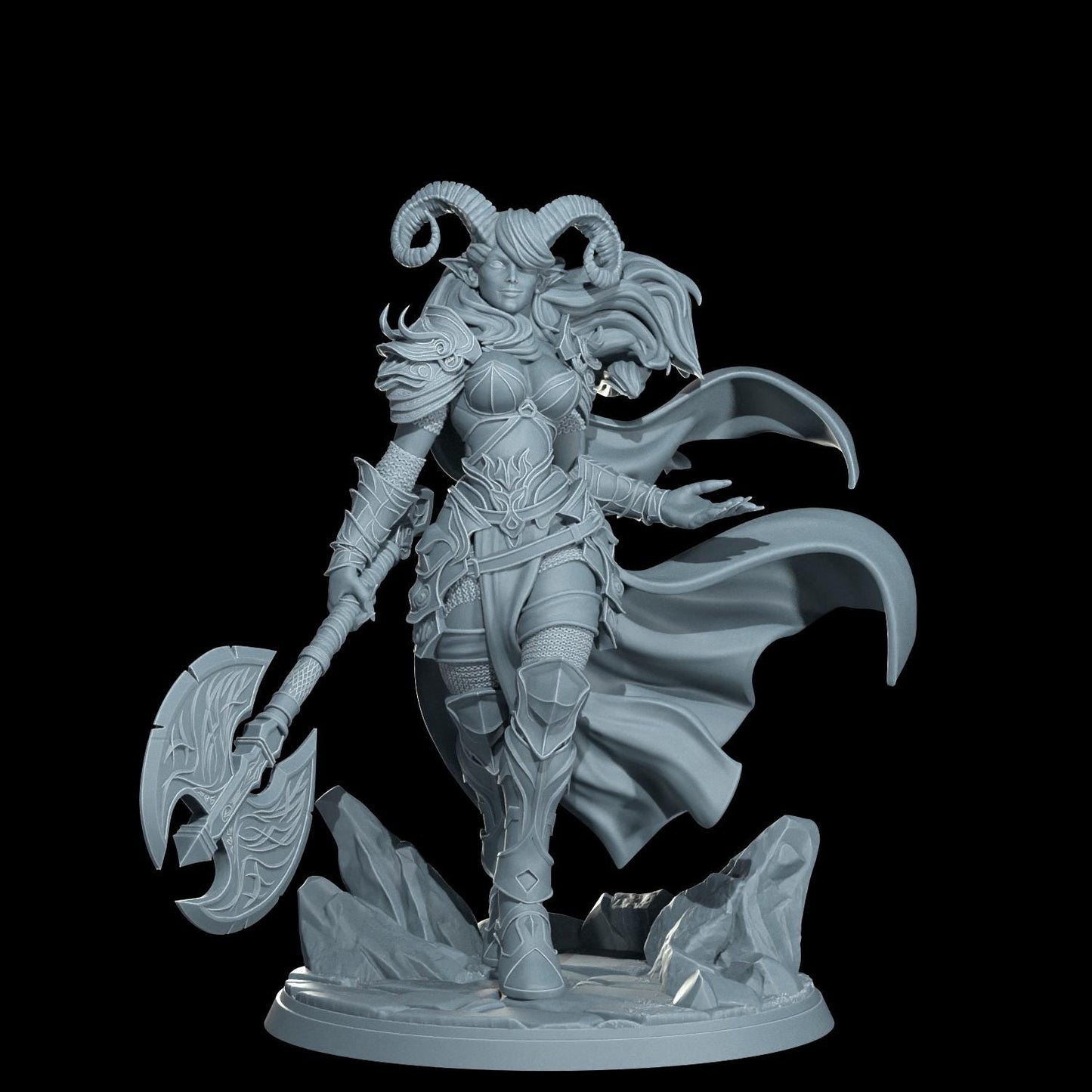 Tiefling Warrior Miniature (Alternate Weapon Variations) - Cosmondo - 28mm / 32mm / 36mm / 75mm / 120mm
