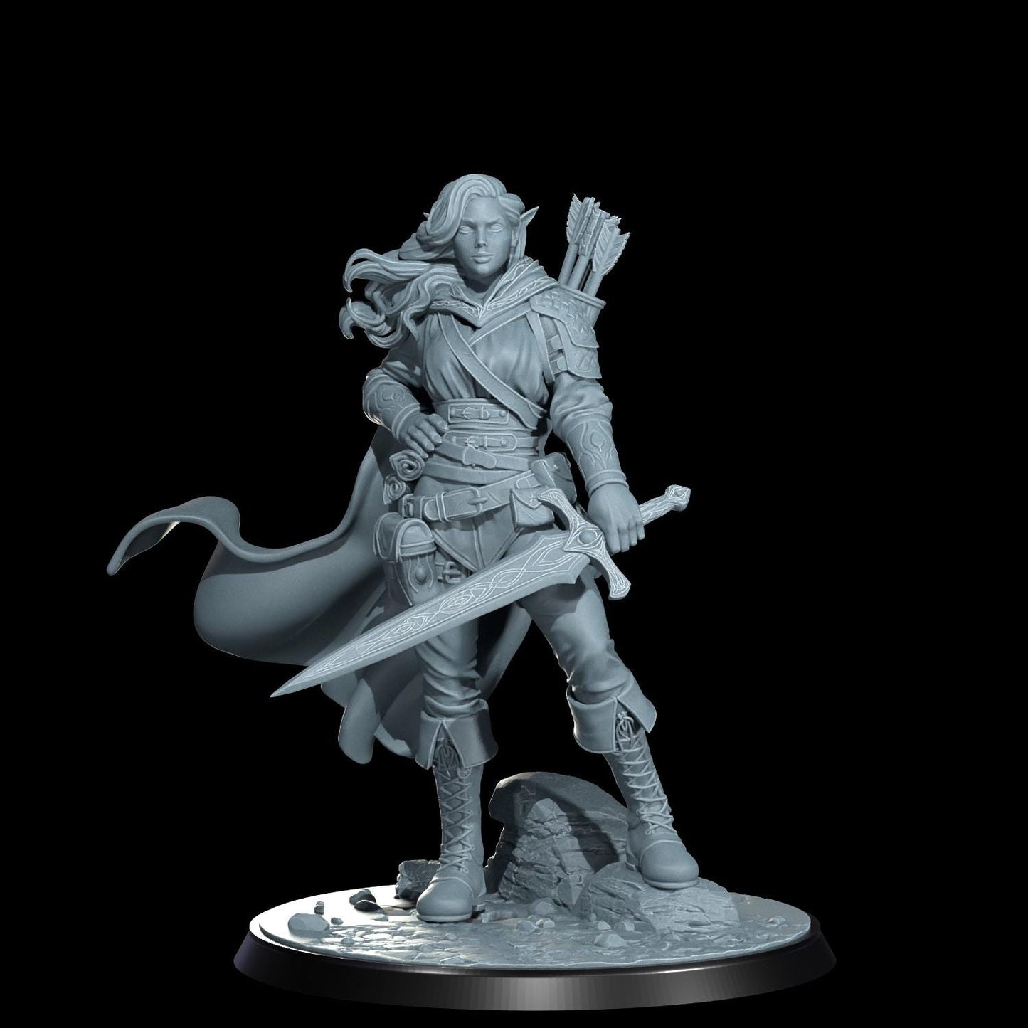 Elven Rogue Miniature (Alternate Weapon Variations) - Cosmondo - 28mm / 32mm / 36mm / 75mm / 120mm