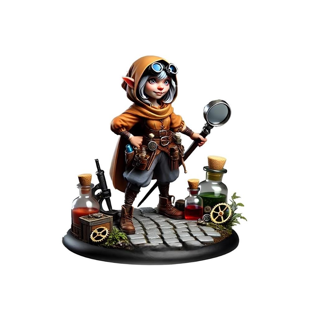 Gnome Artificer Figure (Alternate Weapon Variations) - Cosmondo - 75mm / 120mm