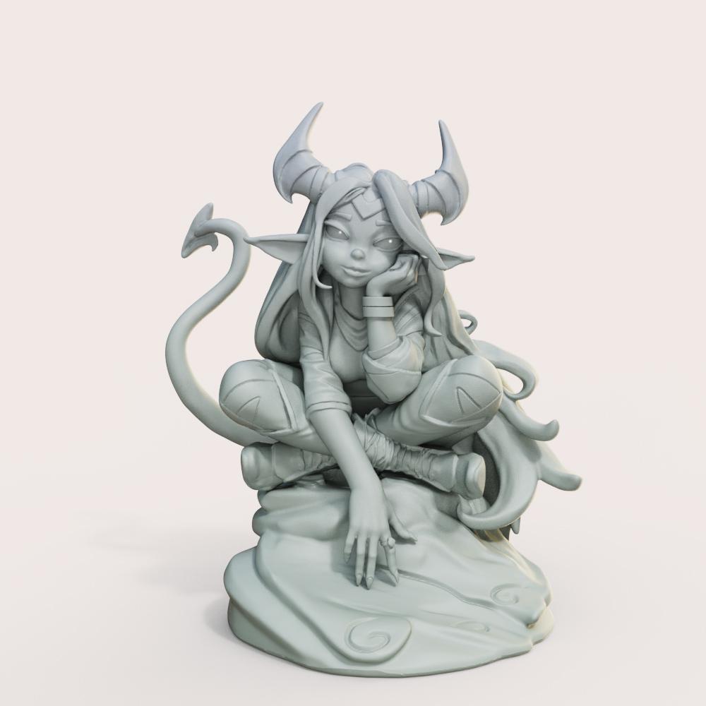 Marvelous Tiefling Miniature - Female Miniatures - 28mm / 32mm / 36mm / 75mm