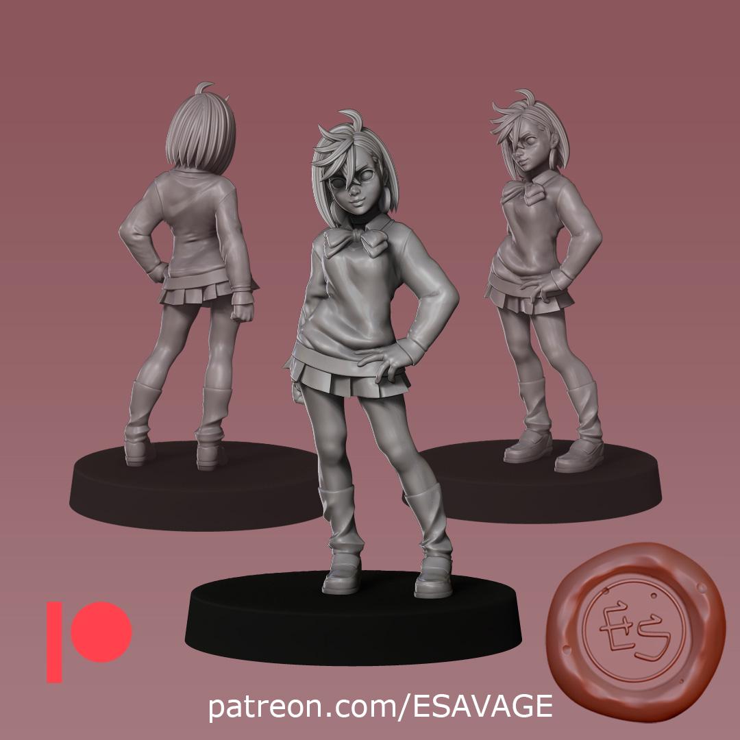 Supernatural Schoolgirl Miniature - Ethan Savage Studios - 28mm / 32mm / 36mm / 75mm